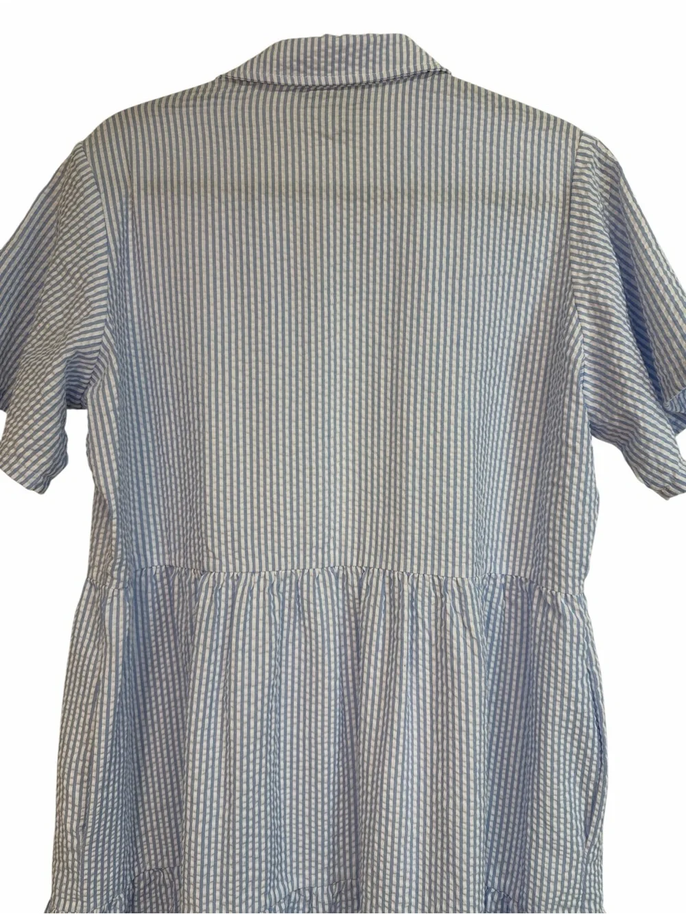 Ariat Countryside Blue Seersucker Tiered Midi Dress Cottagecore Size Large - Picture 8 of 11